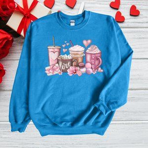 Valentines Day Pastel Coffee Sweatshirt
